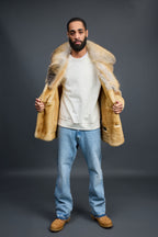 Men's Marlboro Shearling With Oversized Fox Collar [Tan]