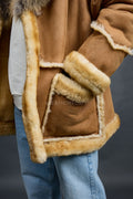 Men's Marlboro Shearling With Oversized Fox Collar [Tan]