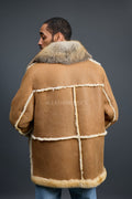 Men's Marlboro Shearling With Oversized Fox Collar [Tan]