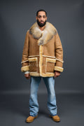 Men's Marlboro Shearling With Oversized Fox Collar [Tan]