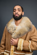 Men's Marlboro Shearling With Oversized Fox Collar [Tan]