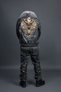 Men's Space Grey Jacket With Leather Stack Pants