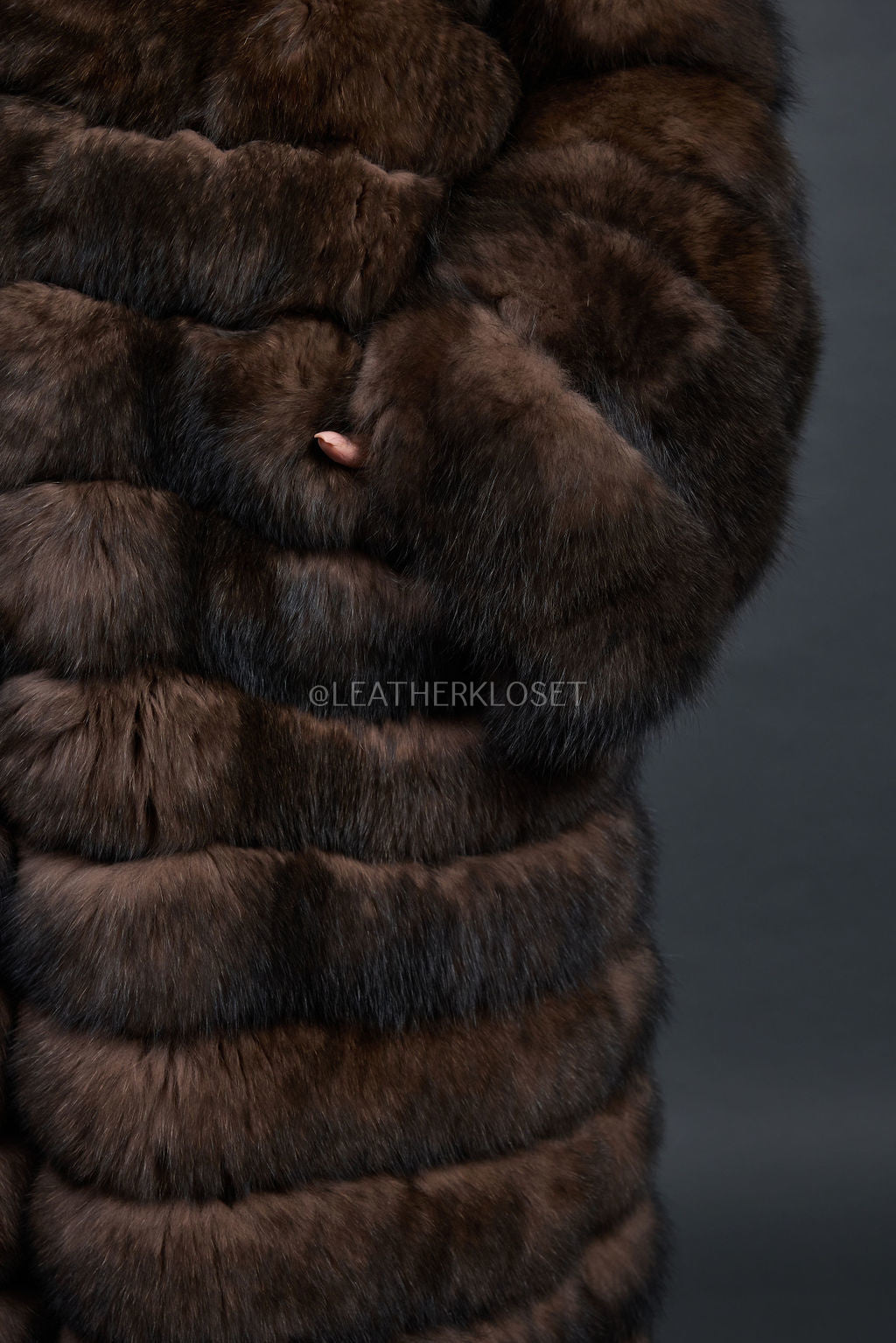 Women's Rania Long Length Fox Fur Trench Coat With Hood [Brown]