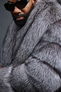 Men's Frank Mink Trench With Fox Collar [Black/Silver]