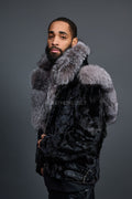 Men's Mink Biker Jacket [Black/Silver]