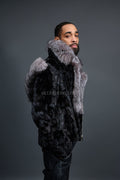 Men's Mink Biker Jacket [Black/Silver]