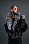 Men's Mink Biker Jacket [Black/Silver]