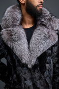 Men's Mink Biker Jacket [Black/Silver]