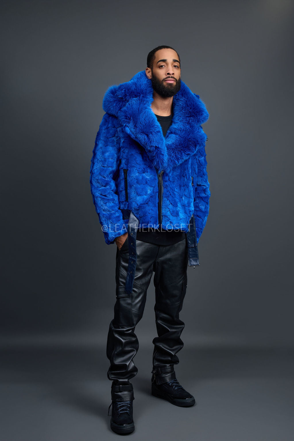 Men's Mink Biker Jacket [Royal]