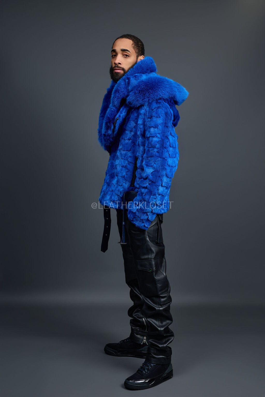 Men's Mink Biker Jacket [Royal]
