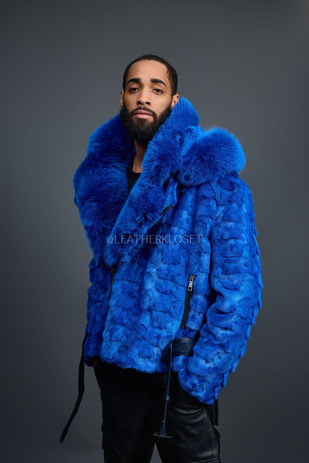 Men's Mink Biker Jacket [Royal]