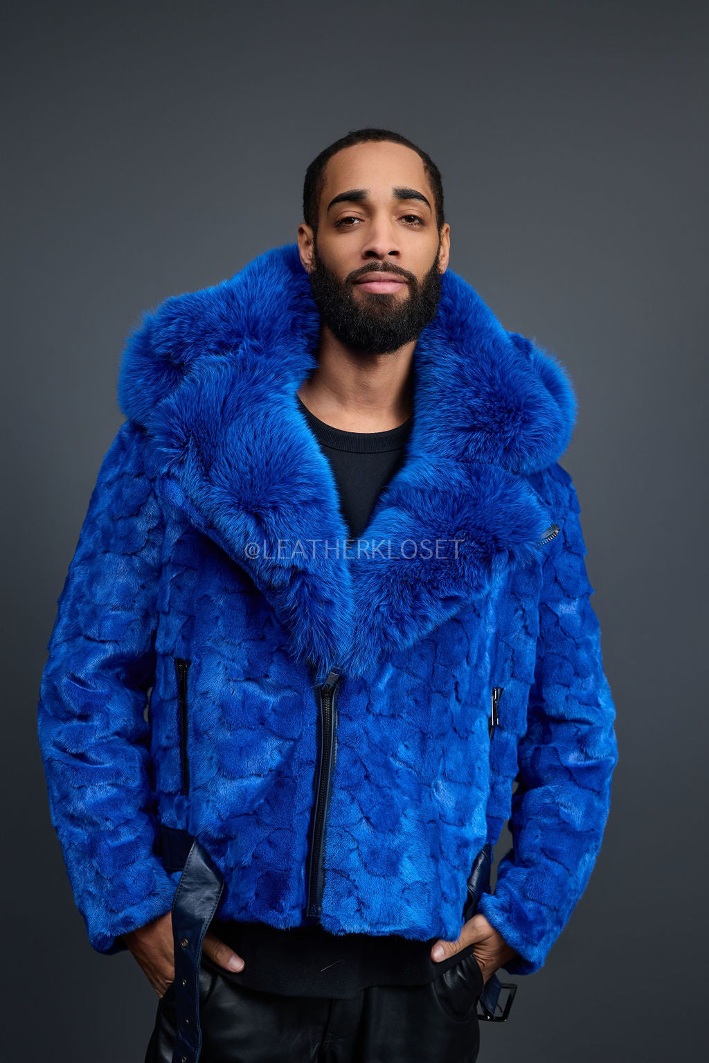 Men's Mink Biker Jacket [Royal]