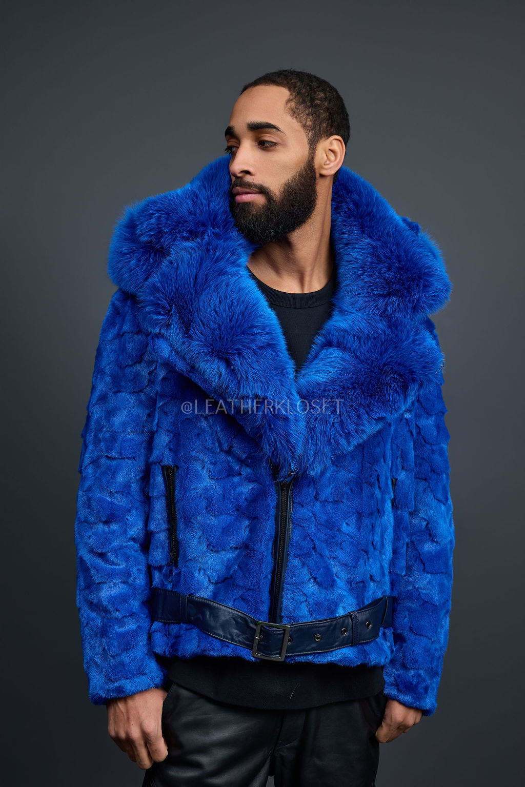 Men's Mink Biker Jacket [Royal]