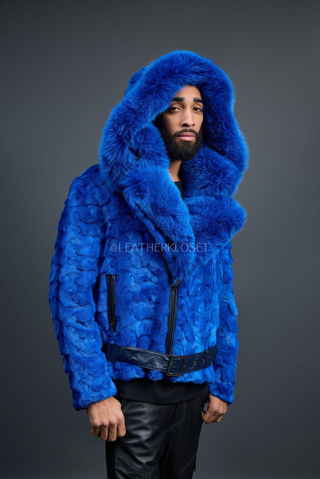 Men's Mink Biker Jacket [Royal]
