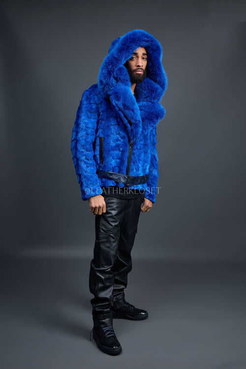 Men's Mink Biker Jacket [Royal]