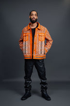 Men's Hand-Made Denim Jacket [Orange]