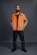 Men's Hand-Made Denim Jacket [Orange]