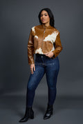 Women's Pony And Leather Biker Jacket [Natural]