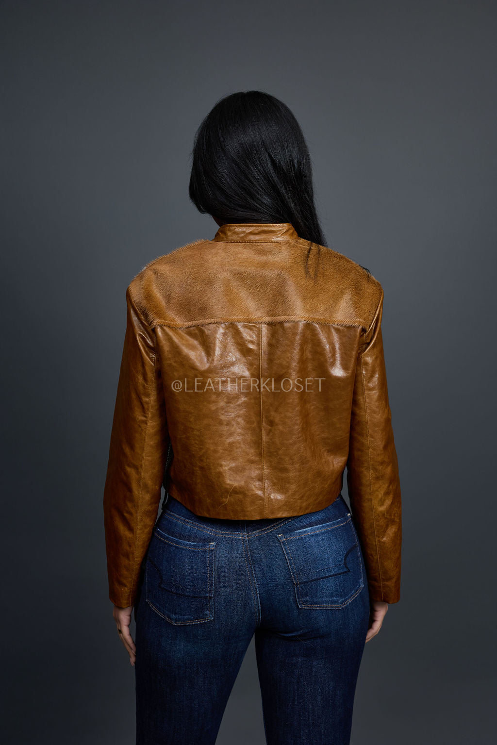 Women's Pony And Leather Biker Jacket [Natural]