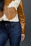 Women's Pony And Leather Biker Jacket [Natural]