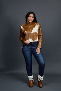 Women's Pony And Leather Biker Jacket [Natural]