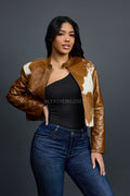 Women's Pony And Leather Biker Jacket [Natural]