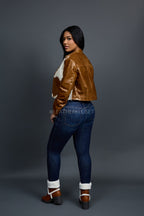 Women's Pony And Leather Biker Jacket [Natural]