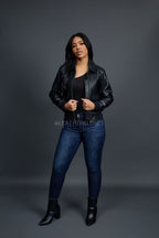 Women's Pilot Leather Jacket [Black]