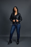 Women's Pilot Leather Jacket [Black]