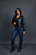 Women's Pilot Leather Jacket [Black]