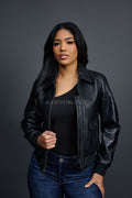 Women's Pilot Leather Jacket [Black]