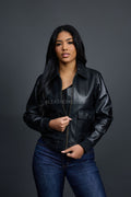 Women's Pilot Leather Jacket [Black]