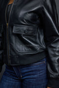 Women's Pilot Leather Jacket [Black]