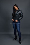 Women's Pilot Leather Jacket [Black]