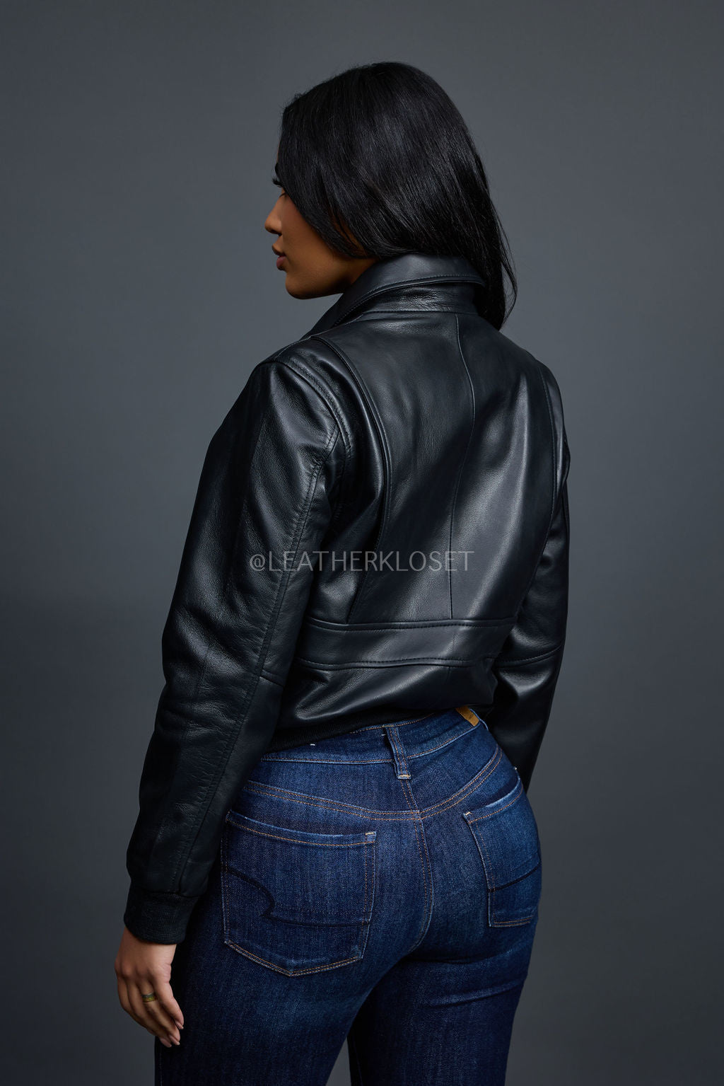 Women's Pilot Leather Jacket [Black]