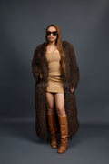 Women's Imani Mongolian Fur Trench Coat [Brown]