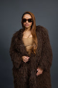 Women's Imani Mongolian Fur Trench Coat [Brown]