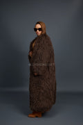 Women's Imani Mongolian Fur Trench Coat [Brown]