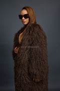 Women's Imani Mongolian Fur Trench Coat [Brown]