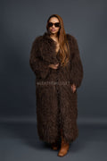 Women's Imani Mongolian Fur Trench Coat [Brown]