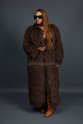 Women's Imani Mongolian Fur Trench Coat [Brown]