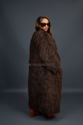 Women's Imani Mongolian Fur Trench Coat [Brown]