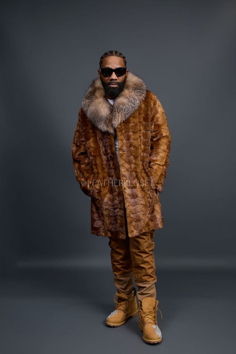 Men's Darius Mink 3/4 Length Coat [Whiskey]