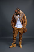 Men's Darius Mink 3/4 Length Coat [Whiskey]