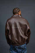 Men's Faris Braided Leather Bomber Jacket [Chocolate]