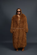 Women's Imani Mongolian Fur Trench Coat [Oatmeal]