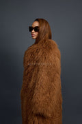 Women's Imani Mongolian Fur Trench Coat [Oatmeal]