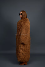 Women's Imani Mongolian Fur Trench Coat [Oatmeal]