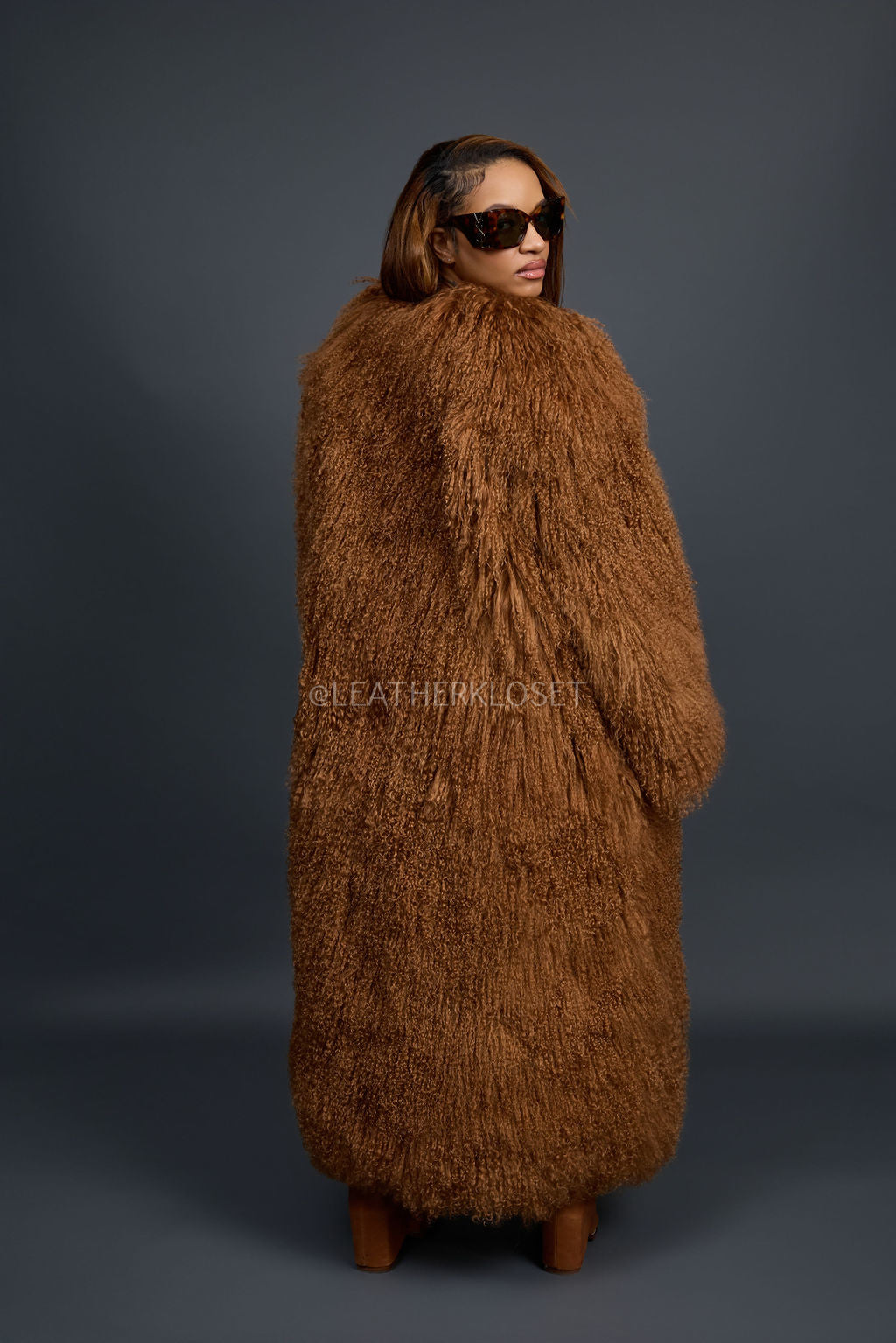 Women's Imani Mongolian Fur Trench Coat [Oatmeal]