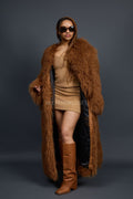 Women's Imani Mongolian Fur Trench Coat [Oatmeal]